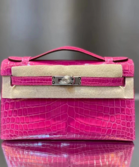 에르메스 켈리 포쉐트 립스틱 은장 샤이니 악어가죽